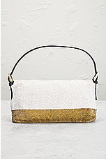 FWRD Renew Fendi Beaded Baguette Shoulder Bag in White, view 3, click to view large image.
