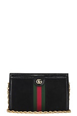 FWRD Renew Gucci Ophidia Leather Suede Shoulder Bag in Black, view 1, click to view large image.