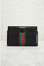 FWRD Renew Gucci Ophidia Leather Suede Shoulder Bag in Black, view 3, click to view large image.