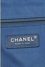 FWRD Renew Chanel Quilted Printed Denim Hobo Bag in Blue, view 6, click to view large image.