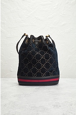 FWRD Renew Gucci GG Bucket Bag in Blue, view 3, click to view large image.