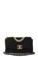 FWRD Renew Chanel Quilted Velvet Chain Shoulder Bag in Black, view 1, click to view large image.