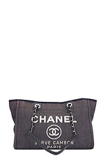 FWRD Renew Chanel Deauville Tote Bag in Black, view 1, click to view large image.