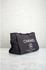 FWRD Renew Chanel Deauville Tote Bag in Black, view 4, click to view large image.