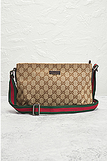 FWRD Renew Gucci GG Canvas Sherry Shoulder Bag in Beige, view 2, click to view large image.