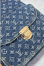 FWRD Renew Louis Vuitton Monogram Denim Tote Bag in Blue, view 6, click to view large image.