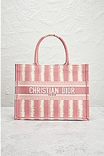 FWRD Renew Dior Canvas Striped Book Tote Bag in Pink, view 2, click to view large image.