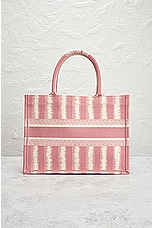 FWRD Renew Dior Canvas Striped Book Tote Bag in Pink, view 3, click to view large image.