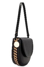 FWRD Renew Stella McCartney Medium Frayme Flap Shoulder Bag in Black, view 3, click to view large image.