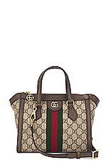 FWRD Renew Gucci GG Supreme Ophidia 2 Way Handbag in Beige, view 1, click to view large image.
