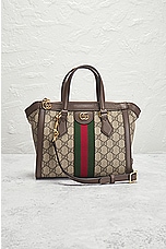 FWRD Renew Gucci GG Supreme Ophidia 2 Way Handbag in Beige, view 2, click to view large image.