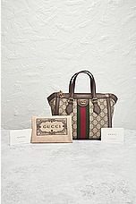 FWRD Renew Gucci GG Supreme Ophidia 2 Way Handbag in Beige, view 9, click to view large image.