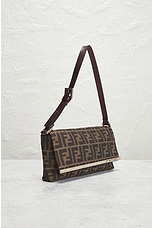 FWRD Renew Fendi Zucca Shoulder Bag in Brown, view 4, click to view large image.