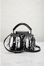 FWRD Renew Louis Vuitton Capucines Feather Handbag in Black, view 2, click to view large image.