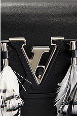 FWRD Renew Louis Vuitton Capucines Feather Handbag in Black, view 6, click to view large image.