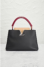 FWRD Renew Louis Vuitton Taurillon Capucines Handbag in Black, view 2, click to view large image.