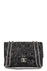 FWRD Renew Chanel Coco Mark Double Chain Flap Shoulder Bag in Black, view 1, click to view large image.