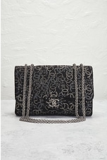 FWRD Renew Chanel Coco Mark Double Chain Flap Shoulder Bag in Black, view 2, click to view large image.