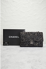 FWRD Renew Chanel Coco Mark Double Chain Flap Shoulder Bag in Black, view 7, click to view large image.