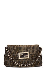 FWRD Renew Fendi Mia Zucca Chain Shoulder Bag in Brown, view 1, click to view large image.