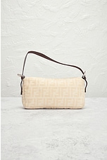 FWRD Renew Fendi Zucca Mama Baguette Shoulder Bag in Cream, view 3, click to view large image.
