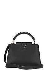 FWRD Renew Louis Vuitton Capucines BB Handbag in Black, view 1, click to view large image.