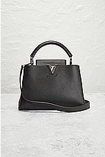 FWRD Renew Louis Vuitton Capucines BB Handbag in Black, view 2, click to view large image.