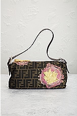 FWRD Renew Fendi Zucca Mama Baguette Shoulder Bag in Brown, view 3, click to view large image.