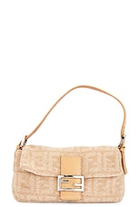 FWRD Renew Fendi Wool Baguette Shoulder Bag in Beige, view 1, click to view large image.