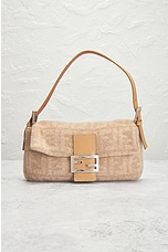 FWRD Renew Fendi Wool Baguette Shoulder Bag in Beige, view 2, click to view large image.