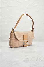 FWRD Renew Fendi Wool Baguette Shoulder Bag in Beige, view 4, click to view large image.