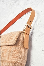 FWRD Renew Fendi Wool Baguette Shoulder Bag in Beige, view 7, click to view large image.