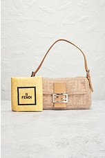 FWRD Renew Fendi Wool Baguette Shoulder Bag in Beige, view 8, click to view large image.