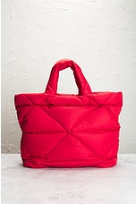FWRD Renew Prada Padded Nylon Tote Bag in Red, view 3, click to view large image.