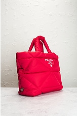 FWRD Renew Prada Padded Nylon Tote Bag in Red, view 4, click to view large image.