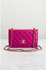 FWRD Renew Chanel Lambskin Wallet On Chain Bag in Pink, view 2, click to view large image.