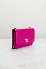 FWRD Renew Chanel Lambskin Wallet On Chain Bag in Pink, view 4, click to view large image.