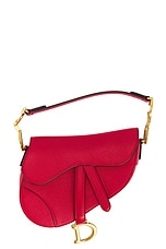 FWRD Renew Dior Leather Saddle Bag in Red, view 1, click to view large image.
