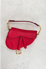 FWRD Renew Dior Leather Saddle Bag in Red, view 2, click to view large image.