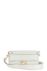 FWRD Renew Fendi Zucca Mama Baguette 2 Way Shoulder Bag in White, view 1, click to view large image.