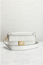 FWRD Renew Fendi Zucca Mama Baguette 2 Way Shoulder Bag in White, view 2, click to view large image.
