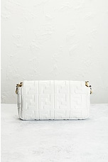 FWRD Renew Fendi Zucca Mama Baguette 2 Way Shoulder Bag in White, view 3, click to view large image.