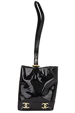 FWRD Renew Chanel Triple Coco Patent Shoulder Bag in Black, view 1, click to view large image.