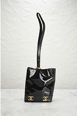 FWRD Renew Chanel Triple Coco Patent Shoulder Bag in Black, view 2, click to view large image.
