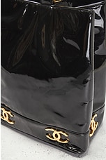 FWRD Renew Chanel Triple Coco Patent Shoulder Bag in Black, view 7, click to view large image.