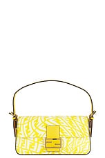 FWRD Renew Fendi Vertigo Zucca Baguette Shoulder Bag in Yellow, view 1, click to view large image.