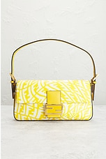 FWRD Renew Fendi Vertigo Zucca Baguette Shoulder Bag in Yellow, view 2, click to view large image.