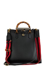 FWRD Renew Gucci Bamboo Diana 2 Way Tote Bag in Black, view 1, click to view large image.