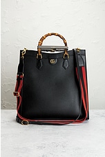 FWRD Renew Gucci Bamboo Diana 2 Way Tote Bag in Black, view 2, click to view large image.