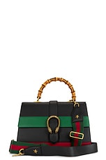 FWRD Renew Gucci Bamboo Dionysus 2 Way Handbag in Black, view 1, click to view large image.